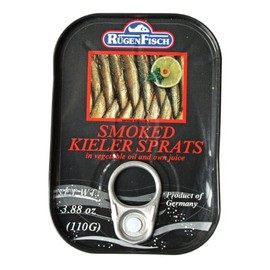 Rugenfisch Smoked Kieler Sprats in Oil and Own Juice 5x110g/5x3.6oz 5-PACK