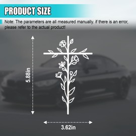 GAOLAOSY Cross & Floral Car Sticker Decal, Christian Vehicle Window Sticker, Vinyl Waterproof Automotive Bumper Decal, Religious Flower Sign Auto Decoration Accessories for Truck, SUV (2PCS)