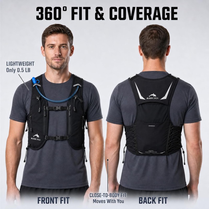 BLACK ORCA Running Vest for Women Men Hydration Vest with