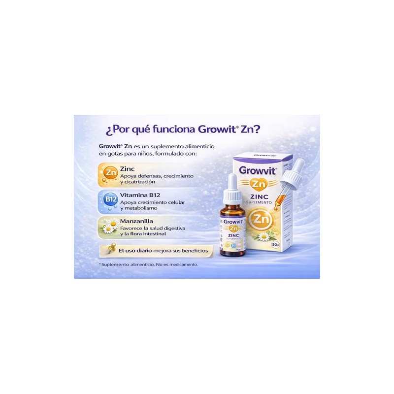 Growvit Zinc, Vitamina B12, Manzanilla Suplemento 2 Pack