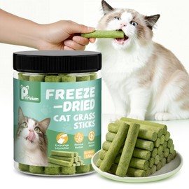 Petrivium 100g Cat Grass Sticks, Cat Teeth Cleaning Treats, Freeze Dried Dental Chew Treats for Indoor Kittens - Delicious Cаt Chew Stick for Teeth Cleaning and Hairball Removal