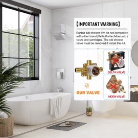 Esnbia Shower Tub Kit, Tub and Shower Faucet Set（Valve Included) with 6-Inch Rain Shower Head and Tub Spout, Single-Handle Tub and Shower Trim Kit,Brushed Nickel