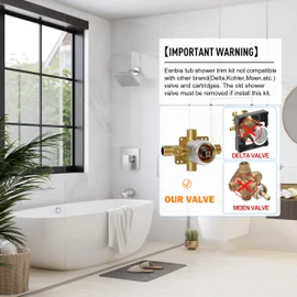 Esnbia Shower Tub Kit, Tub and Shower Faucet Set（Valve Included) with 6-Inch Rain Shower Head and Tub Spout, Single-Handle Tub and Shower Trim Kit,Brushed Nickel