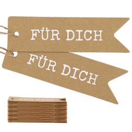 MEJOSER Pack of 50 For You Pendant 2 x 7 cm Gift Tags Wedding Birthday Labels Tags Christmas Baby Shower Communion Christening Decoration Label with String