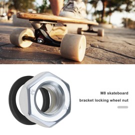 YINETTECH 8Pcs M8 Skateboard Lock Nuts Set Heavy Duty Skateboard Truck Axle Washers Speed Rings Accessories for Skateboard Silver