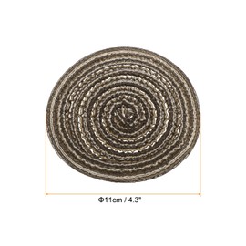 HARFINGTON 4pcs Round Braided Placemats 4" Non-Slip Round Table Mats for Dining Tables Washable Heat Insulation Woven Placemats Indoor Outdoor for Family Holiday Dinner, Brown