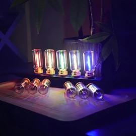 Snaptrol Vintage USB Touch Lamp, Dimmable Table Lamp with Glass Base - Portable Mood Lighting for Bedroom, Car, Camping, Night Light, Emergency Light, Gift Idea (Blue)