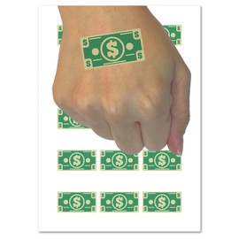 Money Cash Bills Temporary Tattoo Water Resistant Fake Body Art Set Collection - 54 1" Tattoos (1 Sheet)