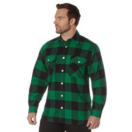 Rothco Buffalo Plaid Flannel Shirt - Rugged Comfortable and Warm Outdoor Shirt Jacket (US, Alpha, 3X-Large, Regular, Regular, Green Plaid)