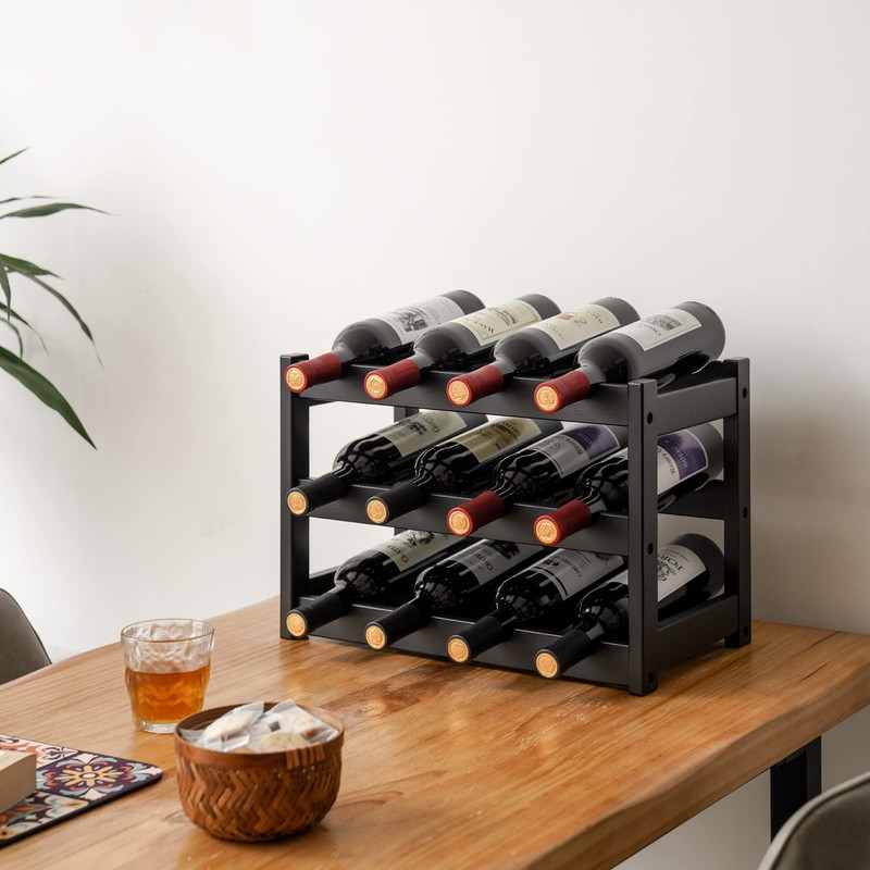 VASMIA Bamboo Wine Rack, Sturdy and Durable Wine Storage Cabinet