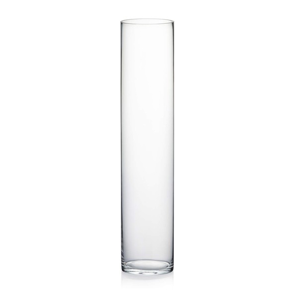 WGV Cylinder Vase, Diameter 5", Height 24", Clear Glass Floral Planter Container, Tall Centerpiece Arrangement for Wedding Party Event Home Office Decor, 1 Piece
