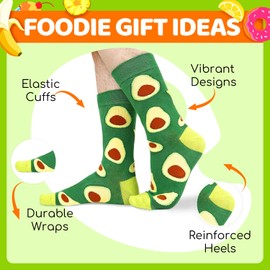 Zmart Avocado Gifts for Adulit - Avocado Socks for Men, Funny Fruit Socks, Valentine's Day Gift