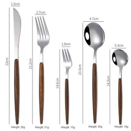 20-Piece Silverware Set with Faux Wooden Handle, Stainless Steel Flatware Set, Tableware Cutlery Set for 4 Including Forks Spoons Knives, Utensil Set for Home and Restaurant,Hand Wash Recommended