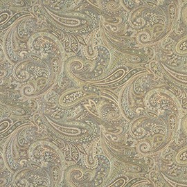 F327 Brown Blue and Green Paisley Contemporary Upholstery Grade Fabric by The Yard