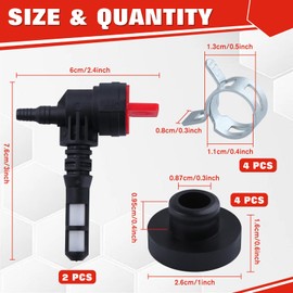 LEONTOOL 2 Pack Fuel Shut Off Valve Service Kit, 1/4 inch line 90 Degree Fuel Gas Shut Off Valve with Grommet Clamp for Briggs & Stratton Gas Tank Engine Generator Pressure Washer Lawn Mowers