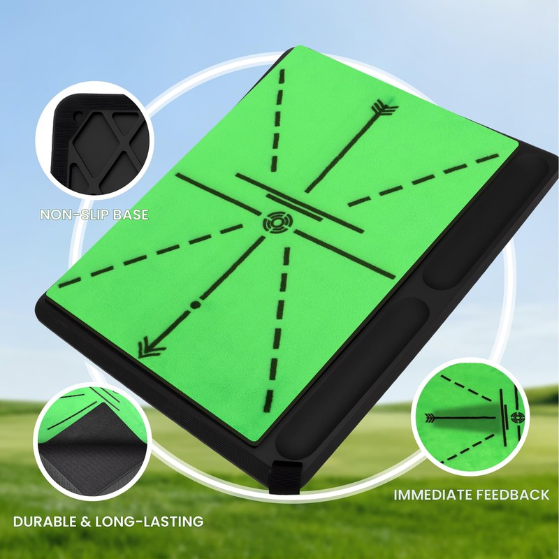 NEWCARE Golf Hitting Mat with Curved Ball Tray, 3-in-1 Golf