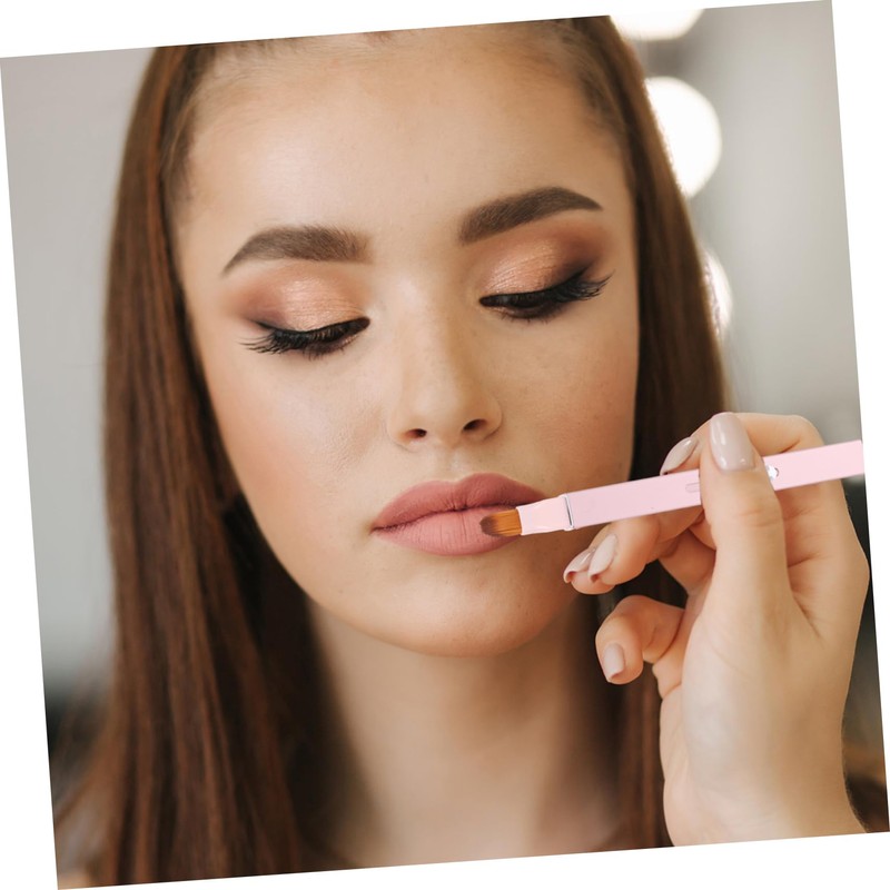 MERRYHAPY Portable Lip Brush Retractable Design Double-ended Lipstick Lip Gloss