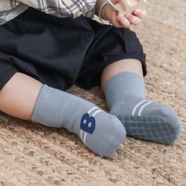 ANIMQUE 3 Pairs Baby Children's Socks Cotton Non-Slip Boys Girls Spring Summer Socks Breathable Comfortable 0-5 Years, 3 Pair Set B