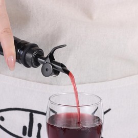 beyonday 3pcs Self Closing Liquor Bottle Pourers - Black, Auto Flip Wine Bottle Stoppers with Rubber Dust Cap & Cleaning Brush, Weighted Olive Oil Vinegar Dispenser Spout, Fit about 3/4'' Bottle Mouth