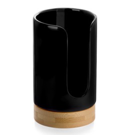 Viosuniu Ceramic Bathroom Cups Dispenser - 3-5 oz Disposable Paper & Plastic Bathroom Cups Holder - Mouthwash Cups Dispenser for Bathroom, Guest Toiletries, Countertop, Coffee - BPA Free (Black)