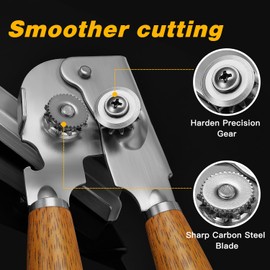 Upgraded Efficient Manual Can Opener - Selected Solid Wood Handle, Sharp and Smooth Blade Edge, Portable Design, Easy-Open Large Knob, Versatile for Various Bottle Caps(Boluoge)