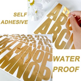 Letter Stickers Large 2.5 inch Gold Capital Alphabet Stickers for Scrapbook, Bulletin Board, Poster, Mailbox, 500pcs Waterproof Vinyl Stick on Letters and Numbers for Christmas, Wedding, 30 Sheets