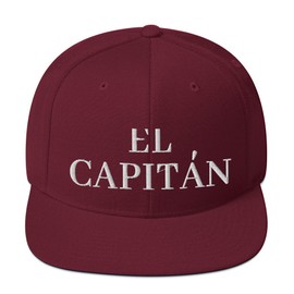 El Capitan Cap (Embroidered Snapback Hat) Pontoon Boat Captain Sailing Funny Maroon