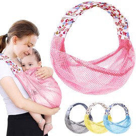 HINATAA Breathable Baby Sling, Adjustable Baby Wrap, Baby Carrier Wrap, Quick Dry, 3D Mesh Fabric, Thick Shoulder Straps, Elastic for Summer, Pool, Beach, Newborn Carrying (Pink)