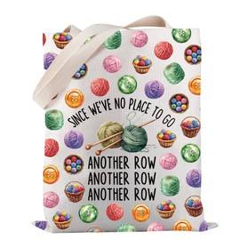 PWHAOO Knitting Tote Bag Since We've No Place To Go Crochet Lover Gift Knitting Shoulder Bag Yarn Lover Gift, Another Row Tote