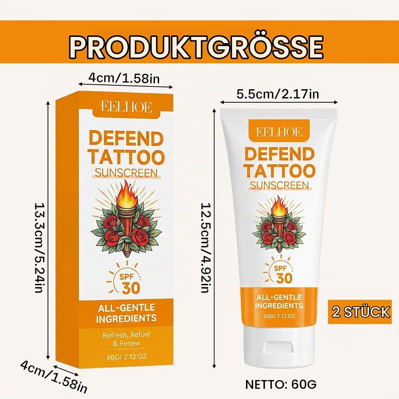 Pack of 2 Tattoo Sun Cream SPF 30+, Crema Solar
