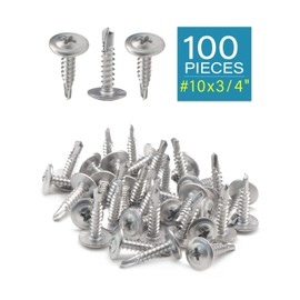 IMScrews #10 x 3/4" Truss Washer Head Self Tapping Screws, 410 Stainless Steel Sheet Metal Screws, Pack of 100
