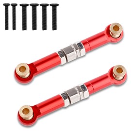 BOXOB 2pcs Upgrade Metal Steering Linkage Parts Pull Rod Arm Tie Rod for 1/14 MJX Hyper Go H14BM 14209 14210 RC Car Steering Linkage Accessories (Red)