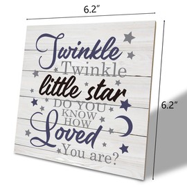 Nursery Decor, Wood Plaque Table Art Sign 6.2 * 6.2inch, Decorations for Baby Boys Room, Nursery Decor for Neutral, Twinkle Twinkle Little Star Do You Know How Loved You Are