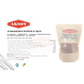 Aksoy Premium Grade Red Hot Chilli Pepper Flakes 705g, Turkish Silk Pepper, Pul Biber, Maras Chili, Halaby Pepper, Syrian Pepper, No Preservatives and Natural