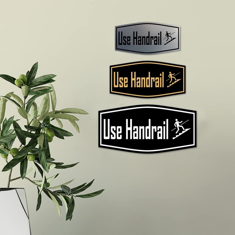 Fancy Use Handrail Sign (Brushed Silver) - Medium