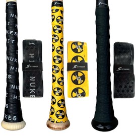 Stinger Premium Polymer Bat Grip(Baseball and Softball) - 3-Pack: Nuclear/I Hit Nukes/Black