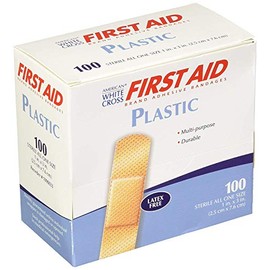 American White Cross-24503 Adhesive Bandages, Plastic Strips, 1" x 3", 100