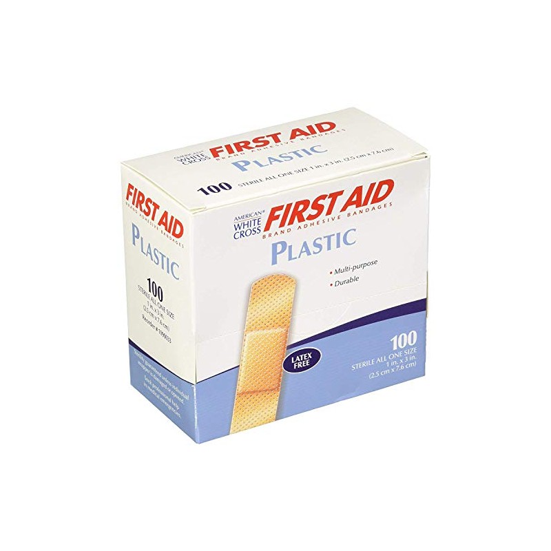 American White Cross-24503 Adhesive Bandages, Plastic Strips, 1" x 3",
