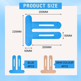 Bettinay 8 PCS Kinesiology Tape Knee, Elastic Waterproof Pre Cut Sports Tapes for Muscle Discomfort Relief, Skin Color Blue