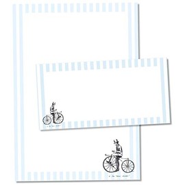 TYSK Design Letter Paper Vintage Blue (Choice of Design) 50 Sheets DIN A4, 25 Envelopes - Paper Set with Motif, Writing Paper, Designer Paper for Letters, Notes