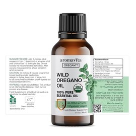Oregavit Wild Oregano Oil - Aceite de Orégano Silvestre Orgánico 30 ml, Aceite Esencial Puro con 86-90% Carvacrol, Suplemento Alimenticio en Gotas
