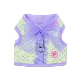 Pinkaholic New York Mabel Jacket Dog Harness Heart Pattern Fashionable Cute Spring Summer Harness for Small Dogs, Violet, Small