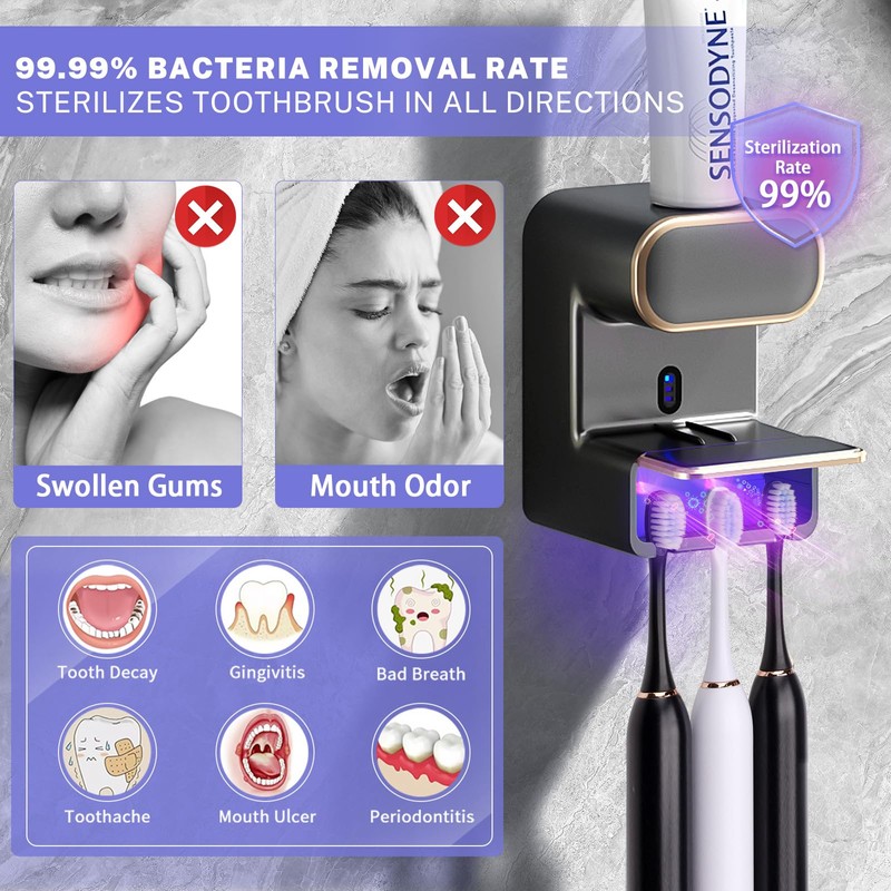 Automatic Toothpaste Dispenser,Wall Mounted Electric Toothpaste Dispenser with 3 Toothpaste