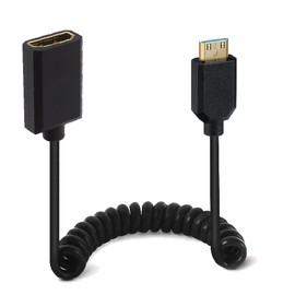 Kework 4ft Mini HDMI to HDMI Extension 8K@60Hz Coiled Cable, Straight Mini HDMI 2.1 Male to HDMI 2.1 Female Extender Adapter Shield Spiral Spring Cord, 48Gbps High Speed, Ultra HD, Dynamic HDR