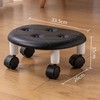 Round Low Rolling Stools Fuax Leather Universal Wheel Small Roller