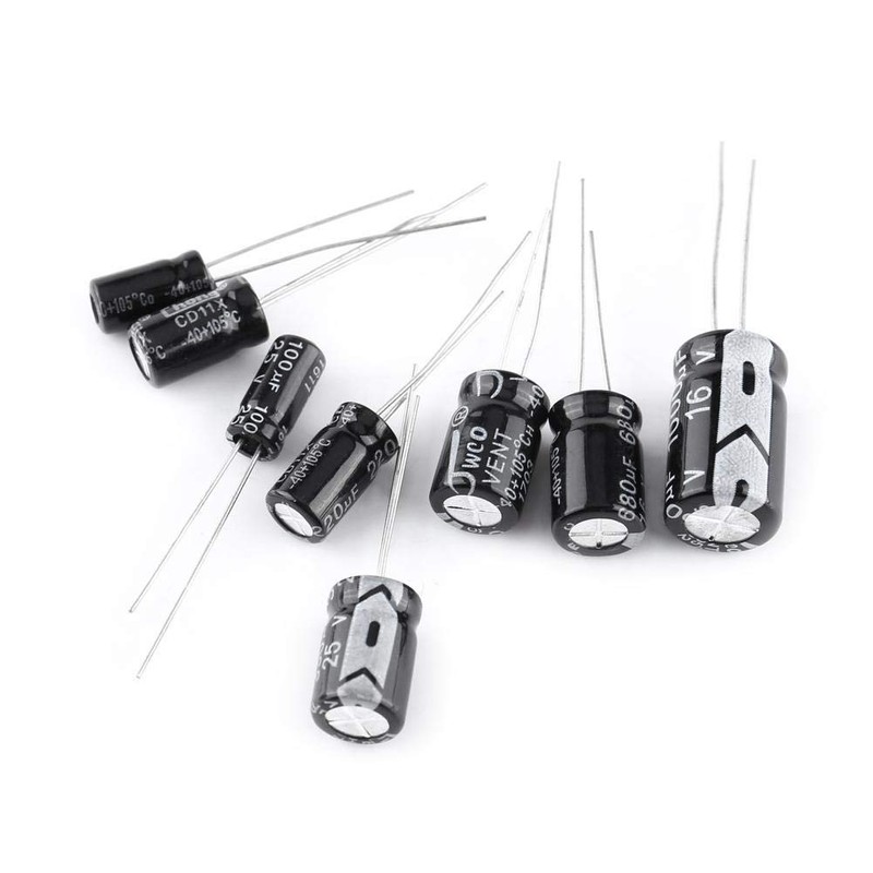 Fafeicy 500pcs 24 Values Aluminium Electrolytic Capacitor Assorted Kit 10V