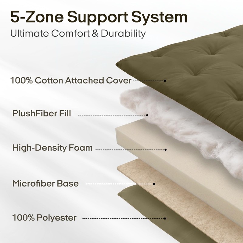 ZonLi Japanese Floor Mattress, 100% Cotton Cover Foldable Futon Mattress