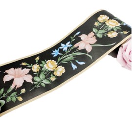 Pbwa Smile Trim Wallpaper Trim Border Trim Border Trim Border Sticker Border Sheet Trim Sticker 10.5cm x 10m (Flower-Black)