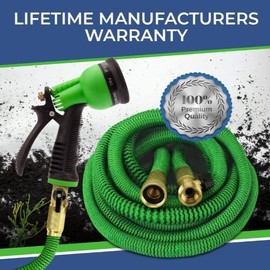 50 75 100ft HEAVY DUTY 4X Stronger Deluxe Expandable Flexible Garden Water Hose with 10 Function Nozzles for Yard US:_Green_75 ft
