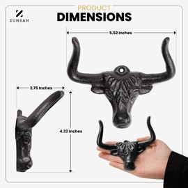 ZUHSAN Cowboy Hat Rack for Wall - 4 Pack Cast Iron Cowboy Hat Holder,Hat Storage Organizer Hat Hooks for Wall Western Decor for Bedroom Western Gifts (Rust, 4 Pack)